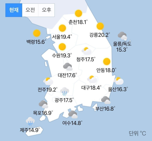 미쳐버린 한국 11월말 날씨